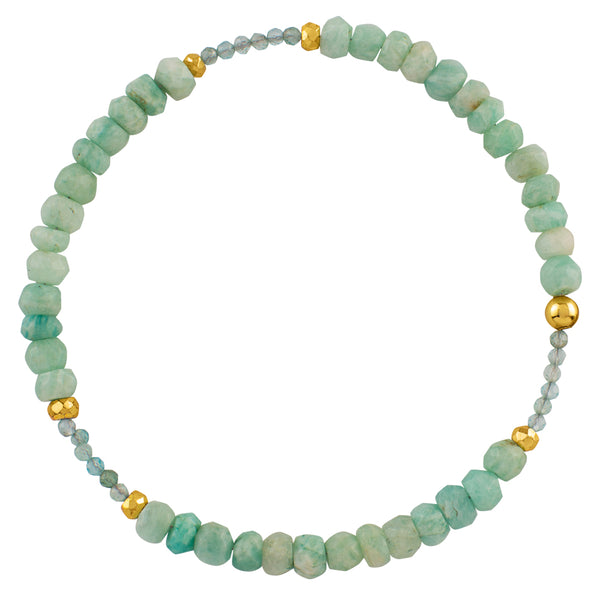 Pyrite's Booty Bracelet in 5mm Amazonite & 2mm Blue Apatite