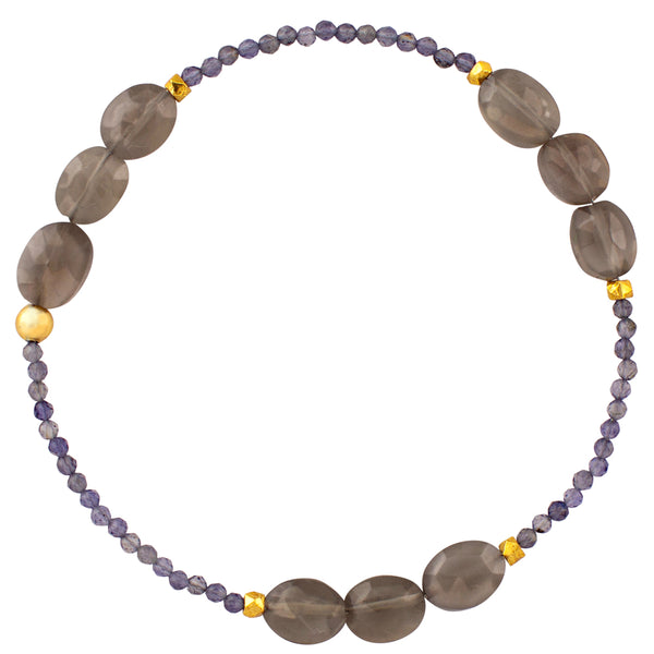Pyrite's Booty Bracelet in Grey Moonstone & Iolite