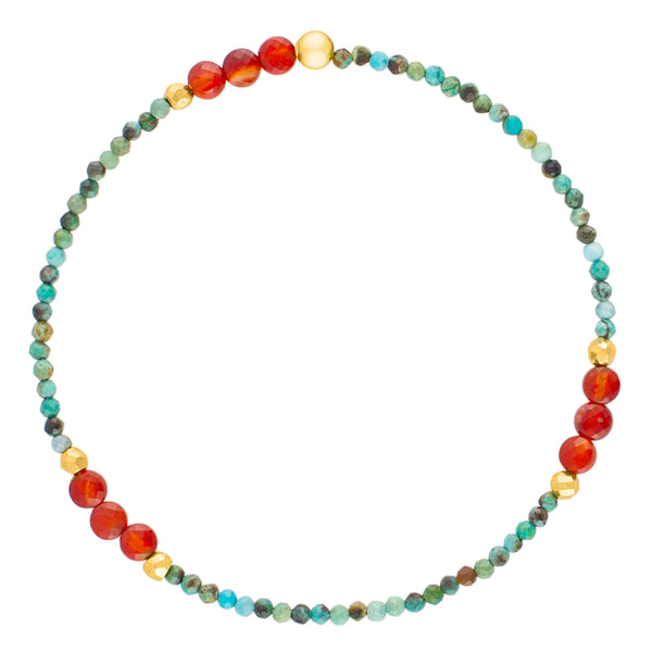 Pyrite's Booty Bracelet in Turquoise & Carnelian Coins