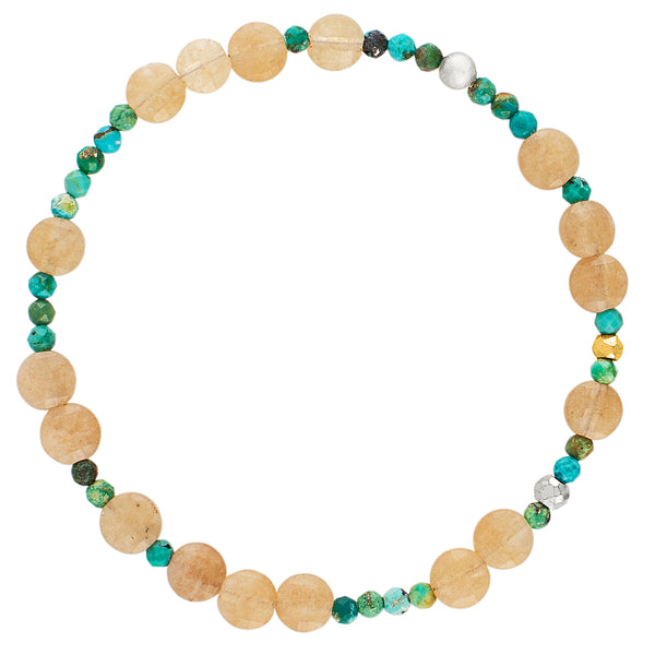 Pyrite's Booty Bracelet in Sunstone Coins & 3mm Turquoise