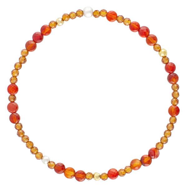 Pyrite's Booty Bracelet in Carnelian Mini Coins & 3mm Hessonite