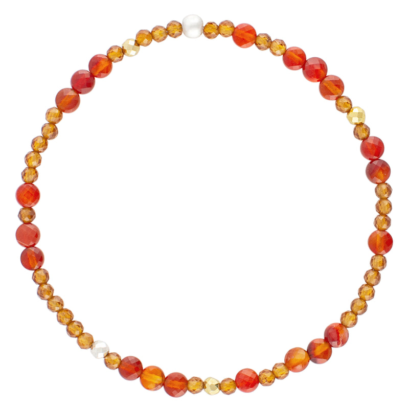 Pyrite's Booty Bracelet in Carnelian Mini Coins & 3mm Hessonite