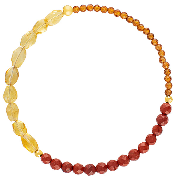 Pyrite's Booty Bracelet in Jasper & Hessonite with Citrine Faceted Ovals