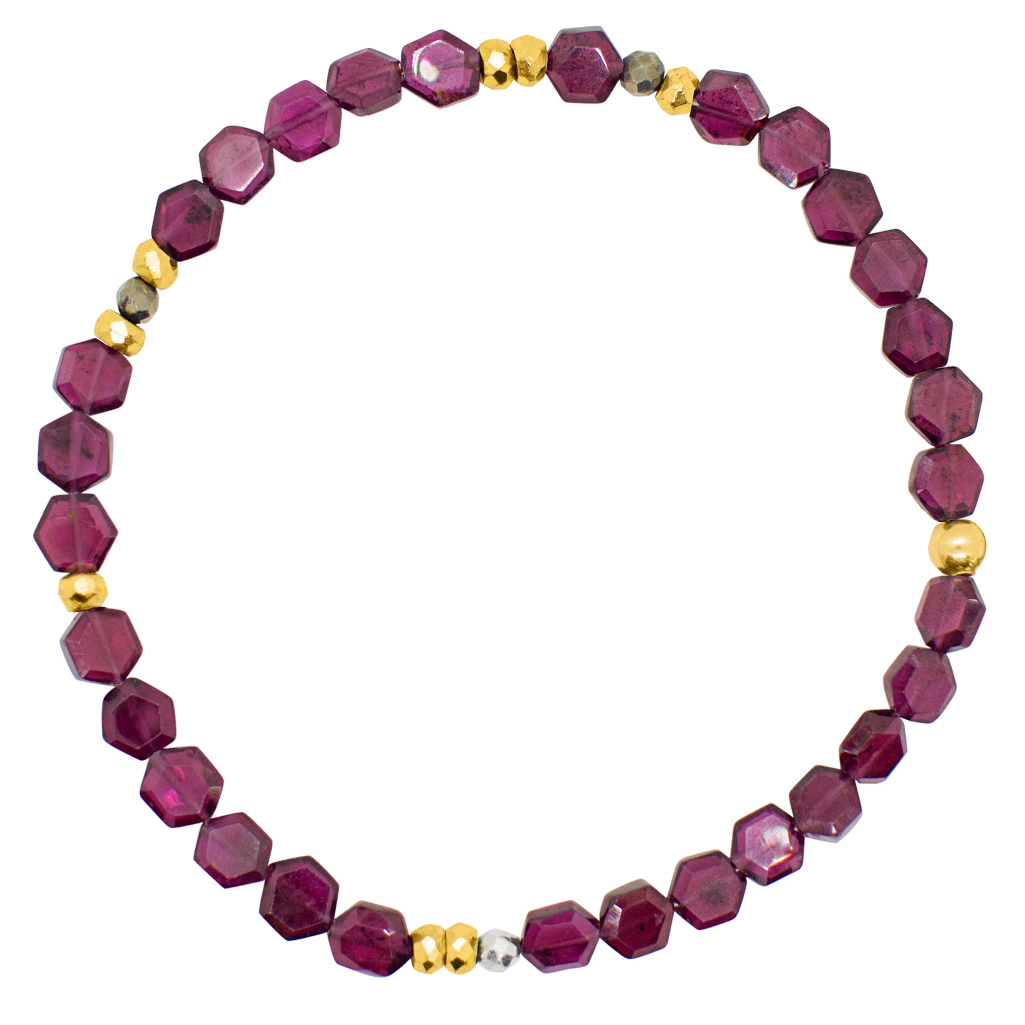 Pyrite's Booty Bracelet in Garnet Hexagon & Pyrite
