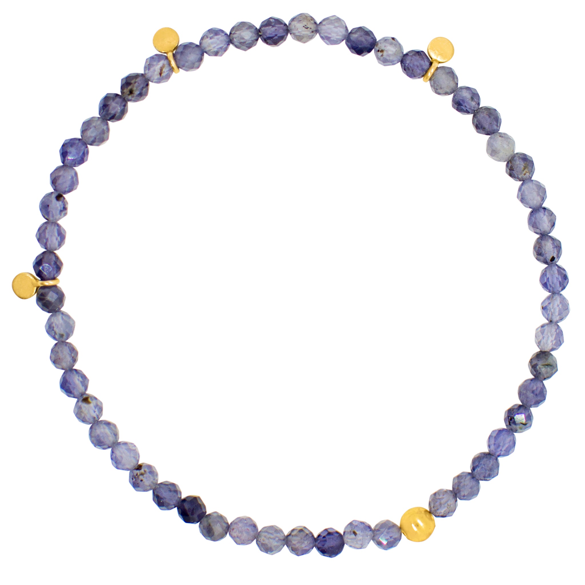 Pyrite's Booty Bracelet in Iolite with Gold Discs