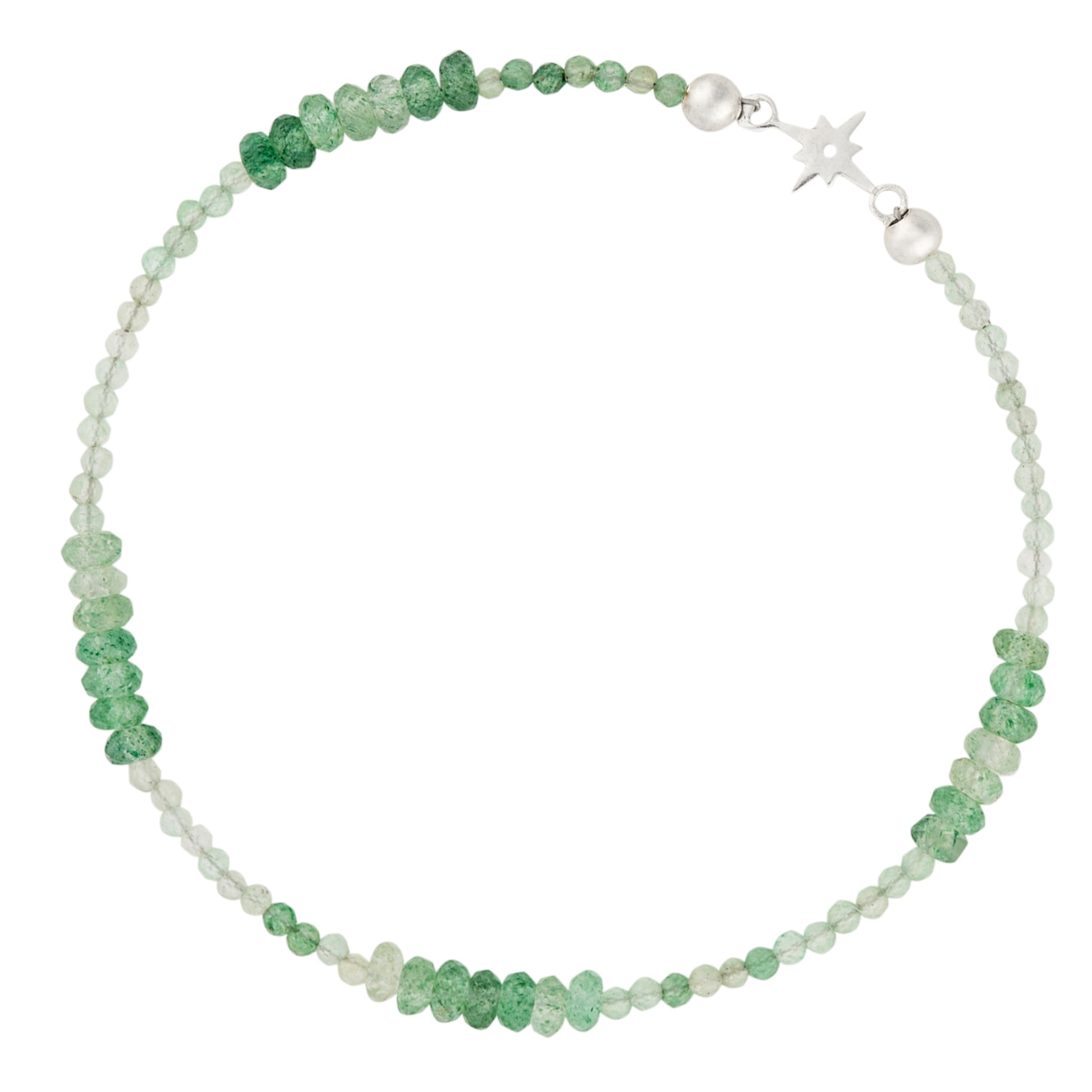 Pyrite's Booty Bracelet in Green Strawberry Quartz & Silver Star