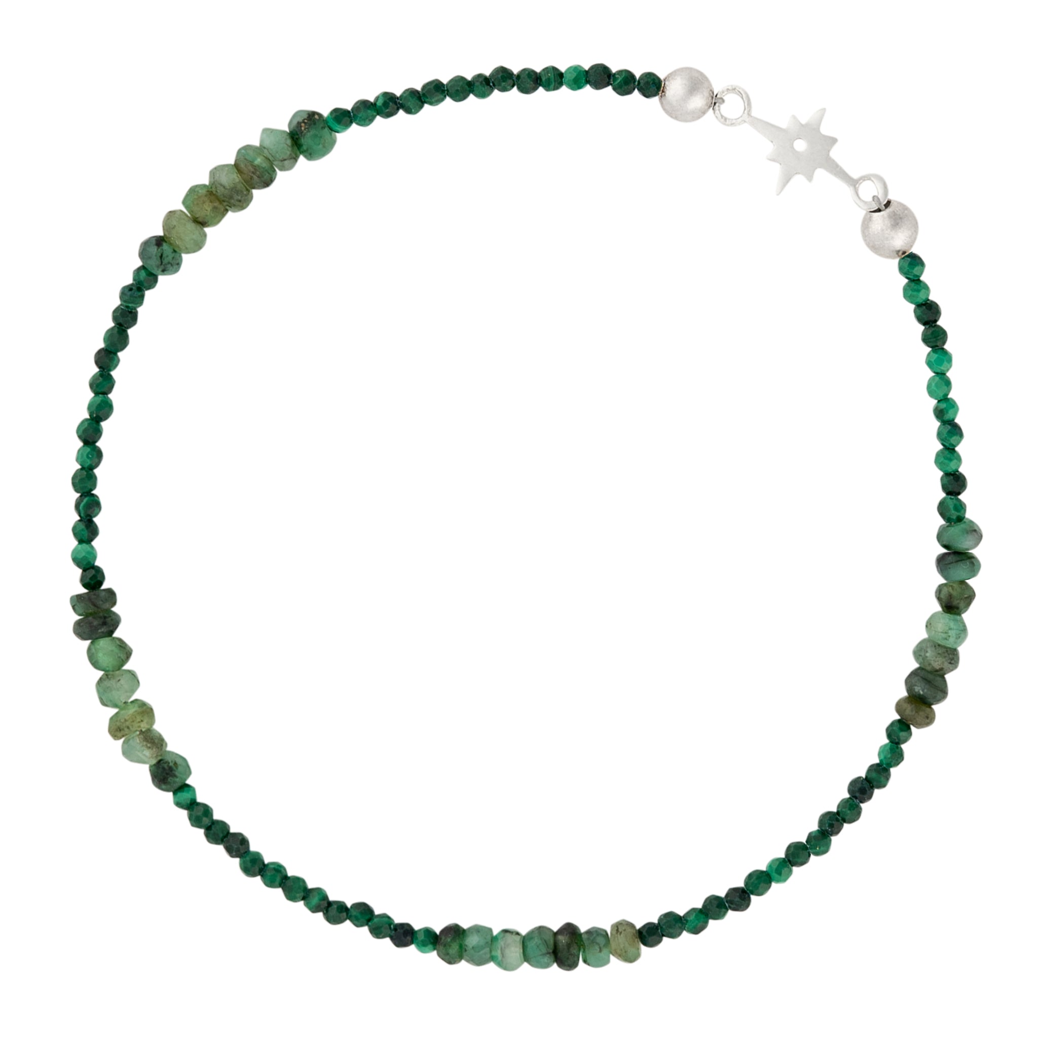 Pyrite's Booty Bracelet in Malachite & Emerald with Silver Star