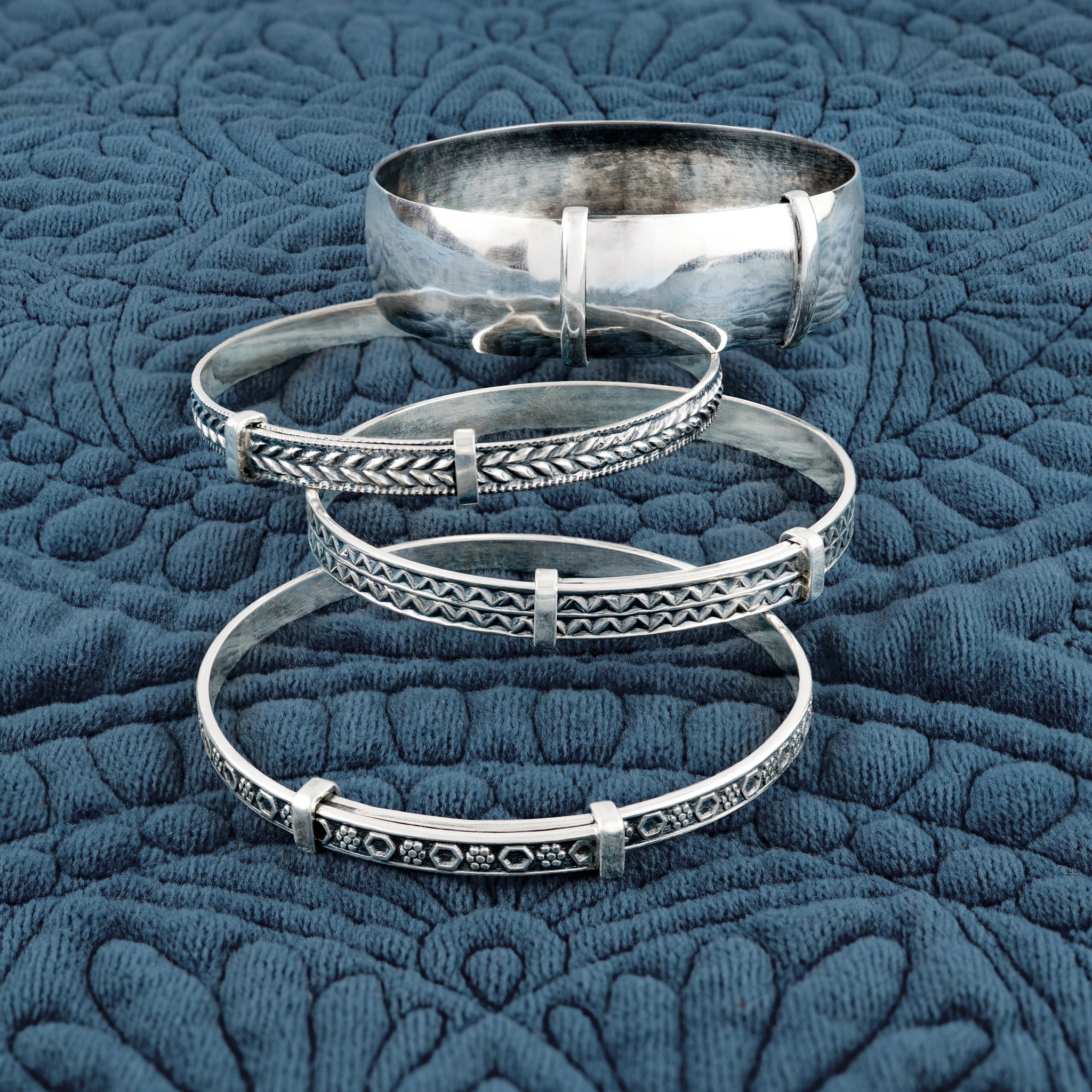 Sterling Slide Bangle in Antiqued Silver - 7/8" W