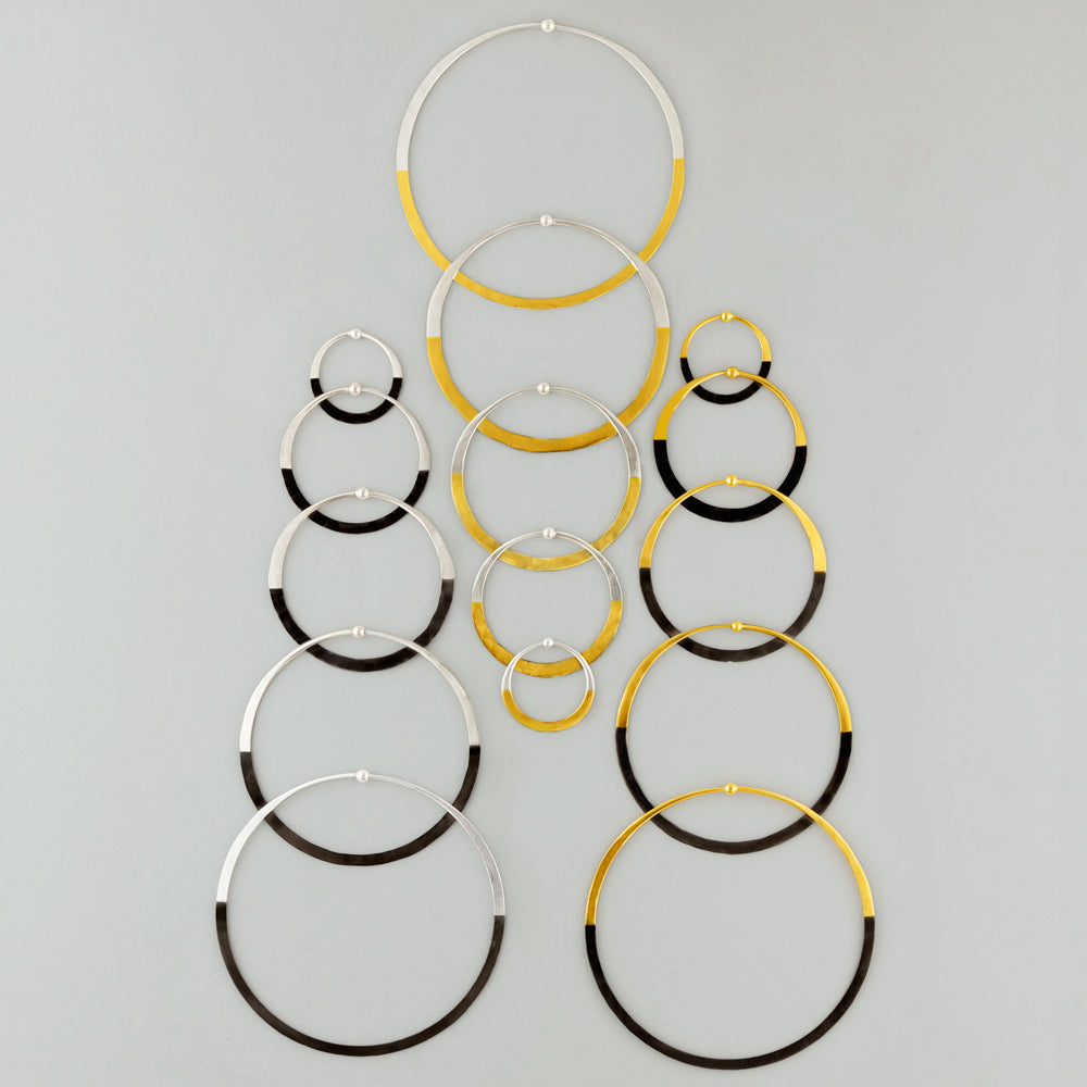 Rhodium Dipped Hammered Hoops in Gold - 3" - FINAL SALE