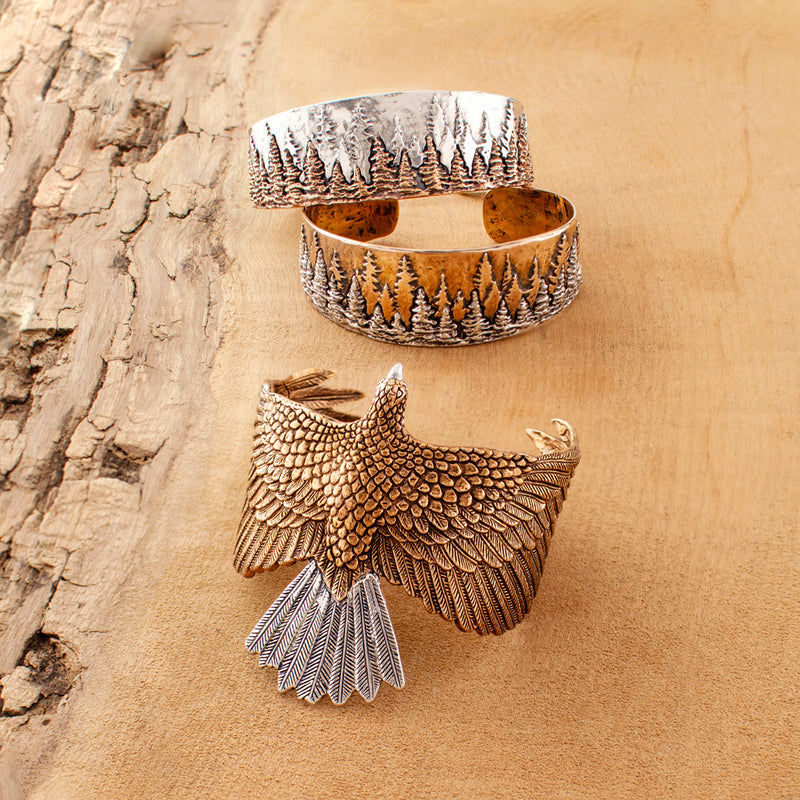 Treeline Cuff in Bronze with Silver - Narrow