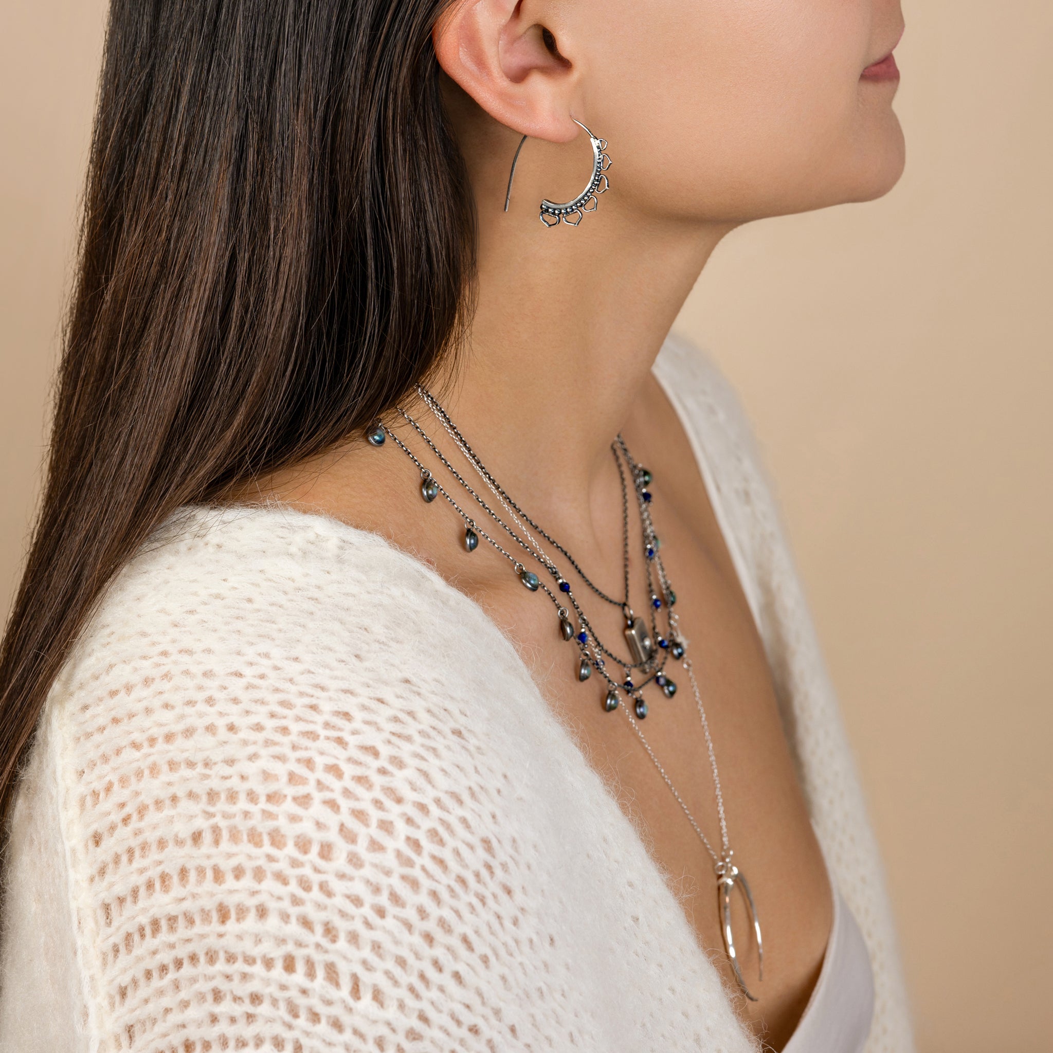 Falling Bonfire & Stone Necklace in Lapis