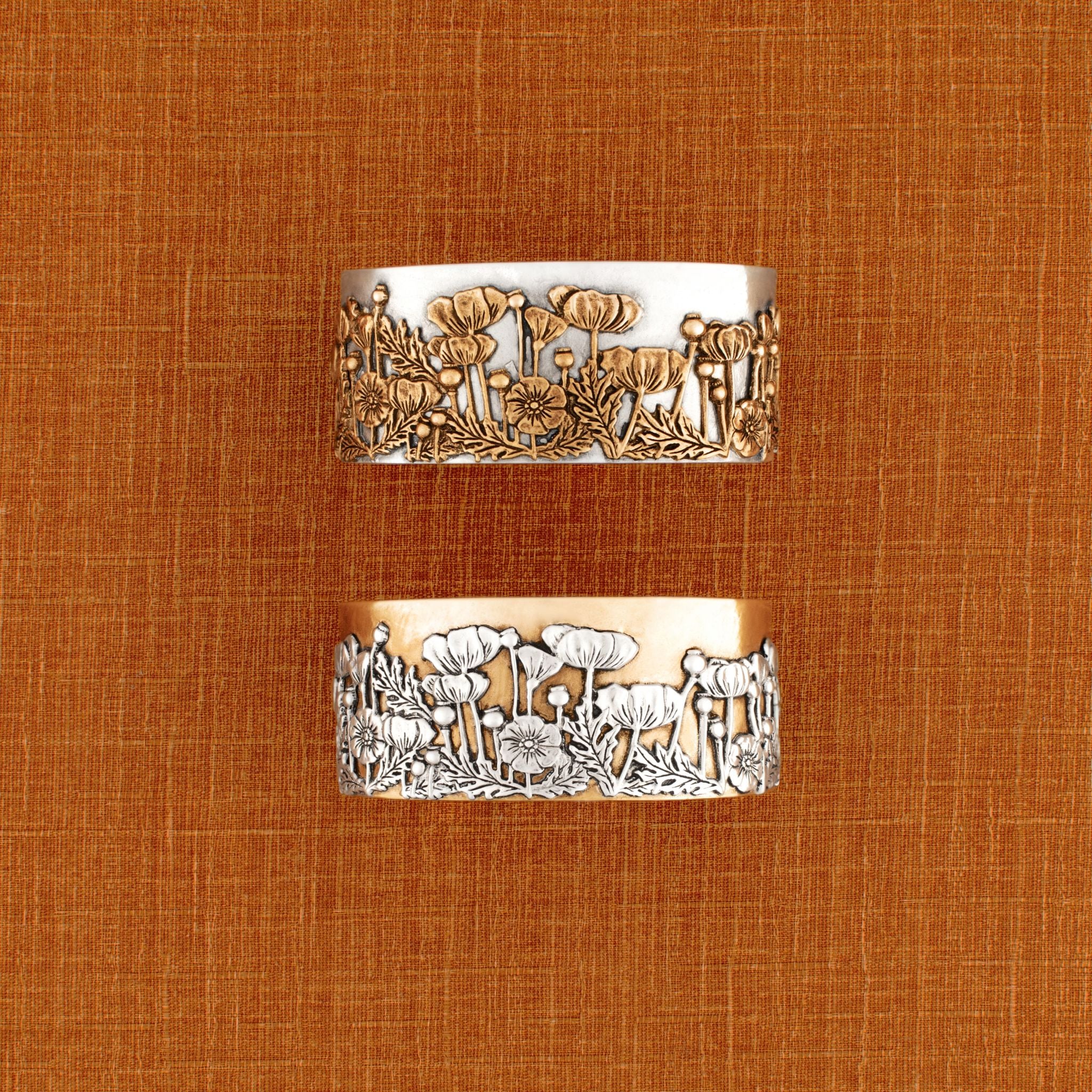 Poppy Cuff in Silver with Bronze Accents
