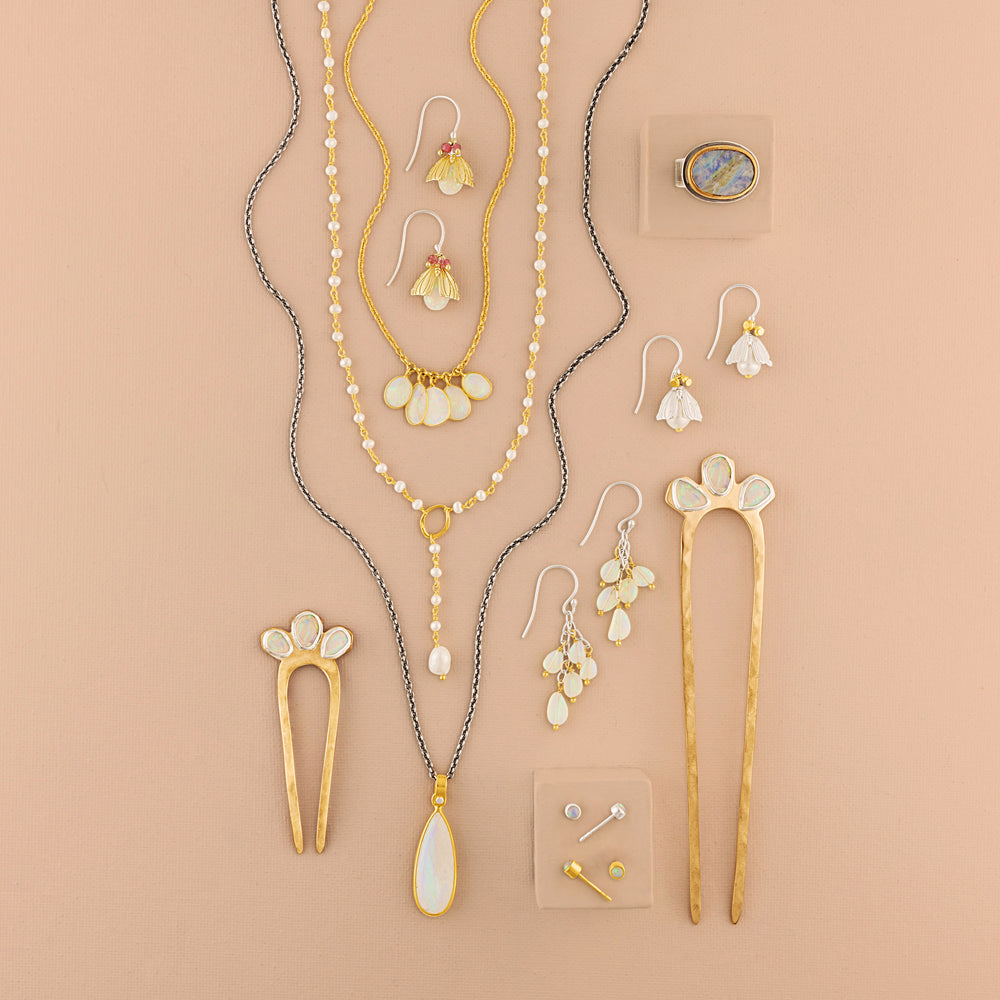 Empire Hair Pin in Opal & Bronze - Large