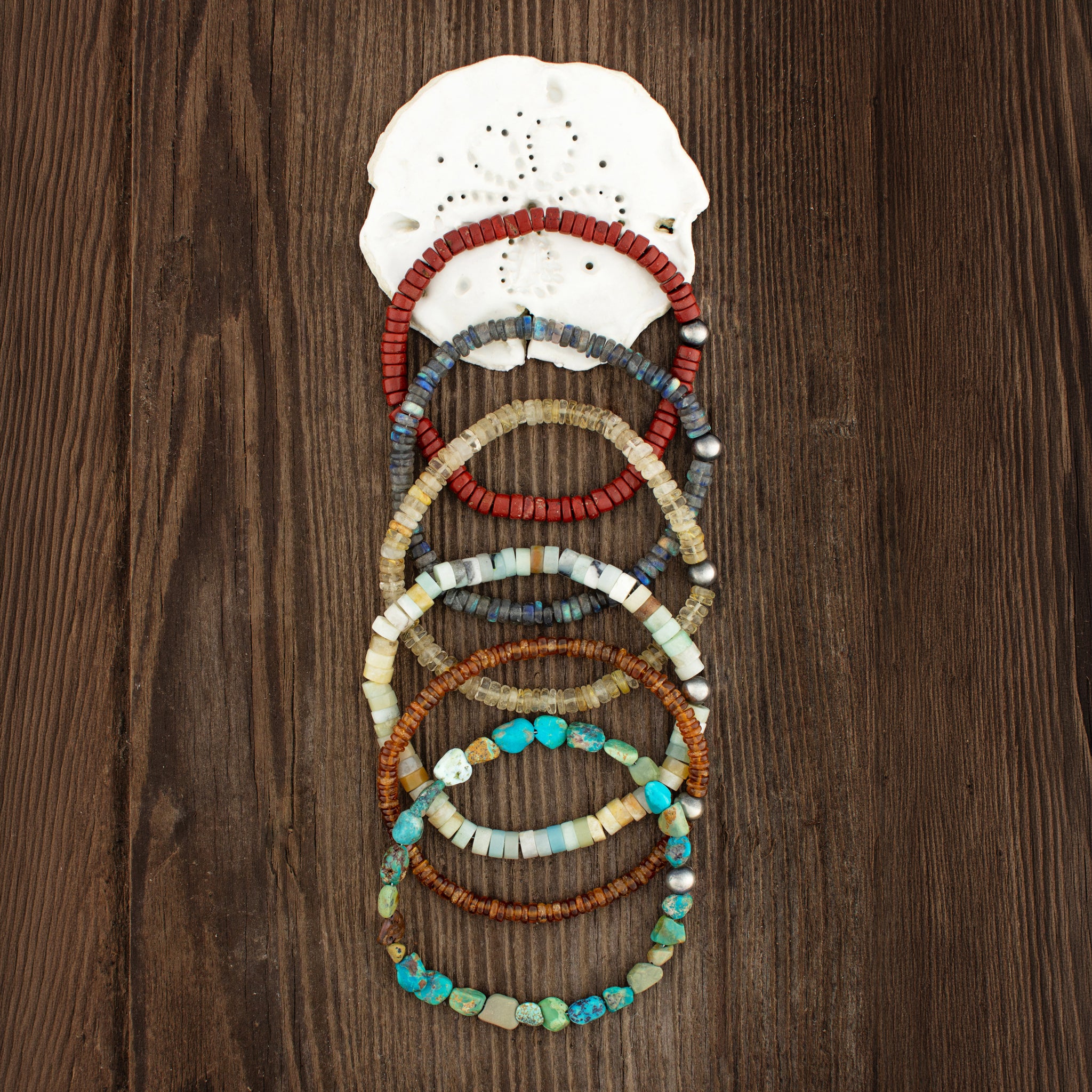 Stone & Sterling Stretch Bracelet in Hessonite - Unisex Sizing