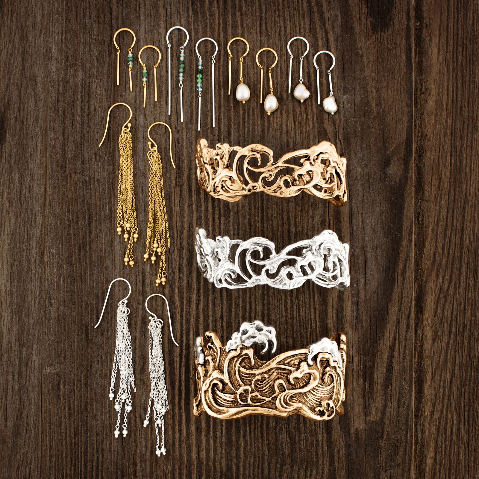 Sea Grass Earrings in Gold