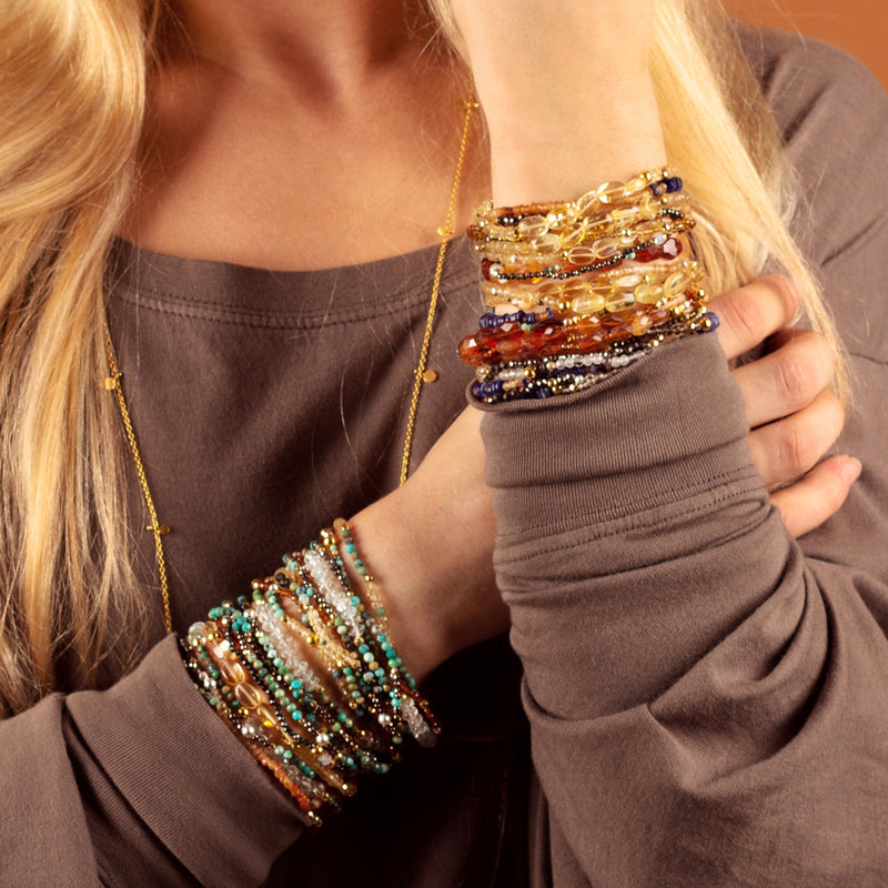 Pyrite's Booty Bracelet in Sodalite/Faceted Oval Hessonite