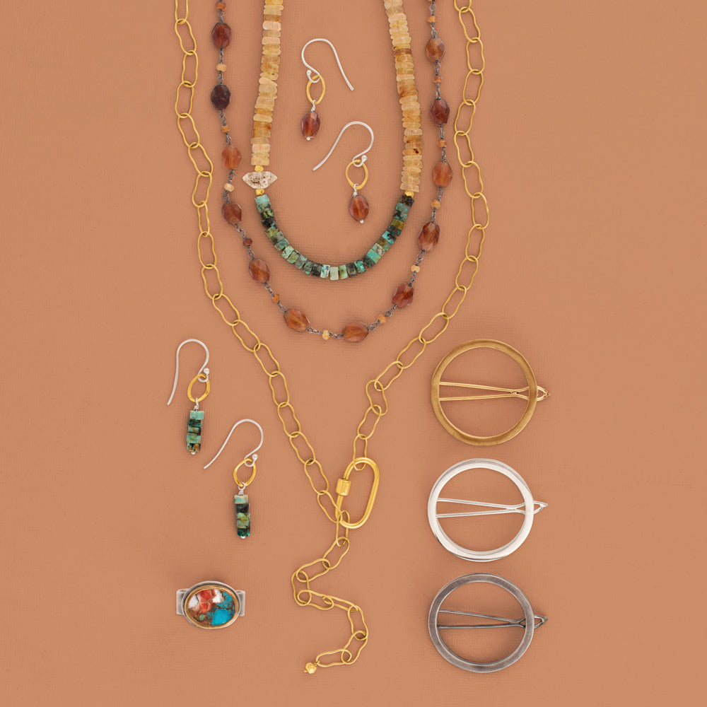 Orbit Earrings in Hessonite