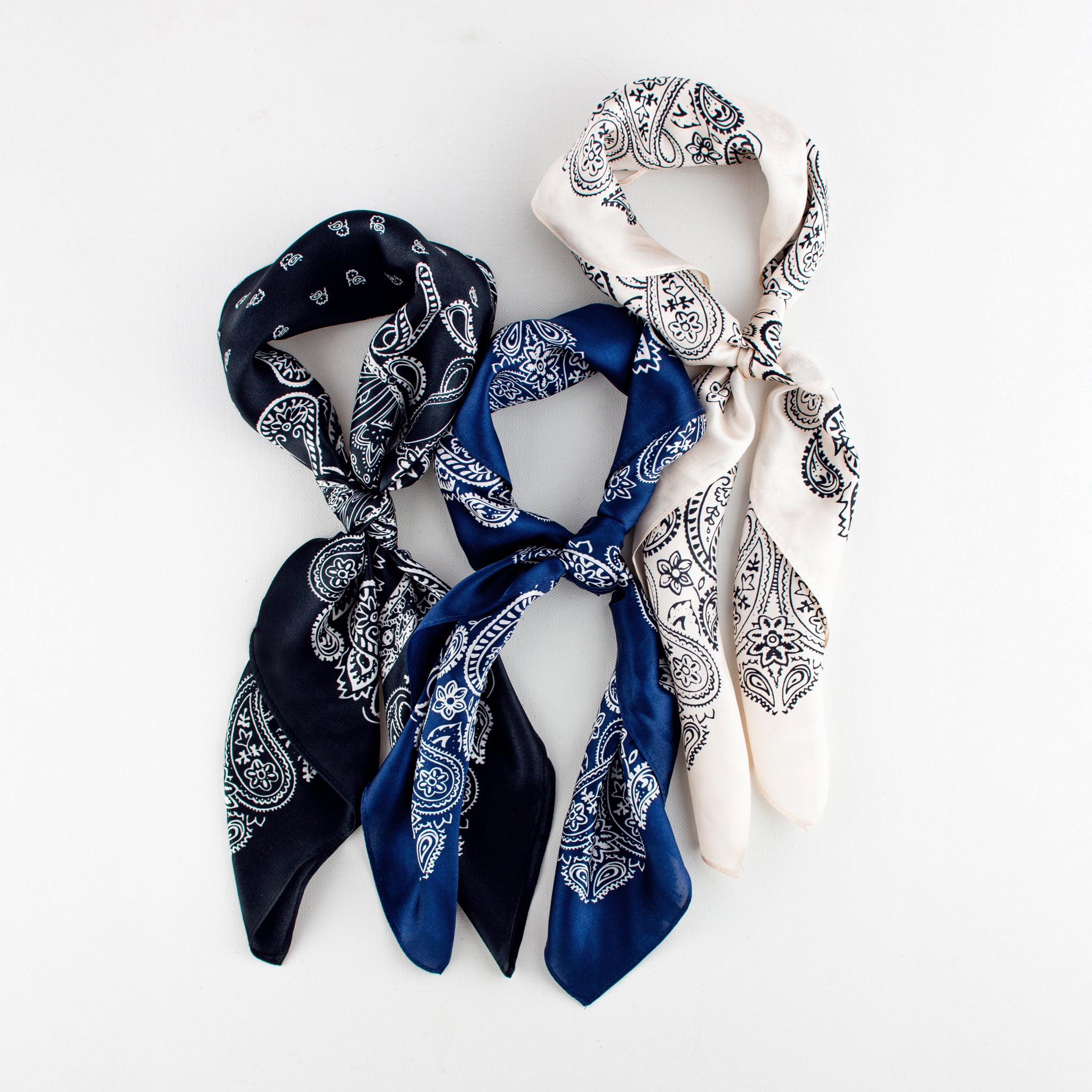 Silk Paisley Bandana in Off-White