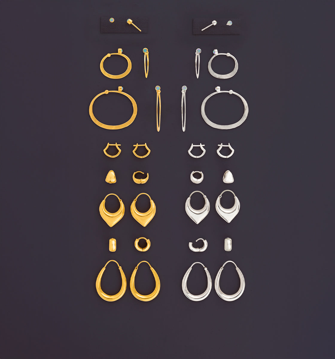 Puffy Oblong Hoops in Gold