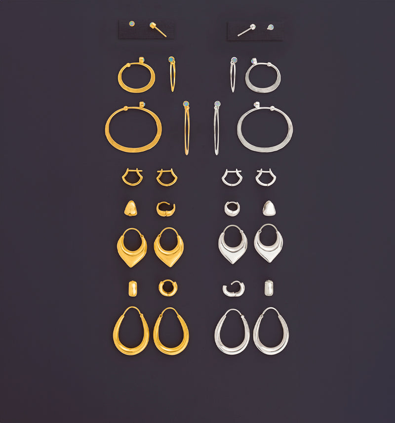 Puffy Oblong Hoops in Gold