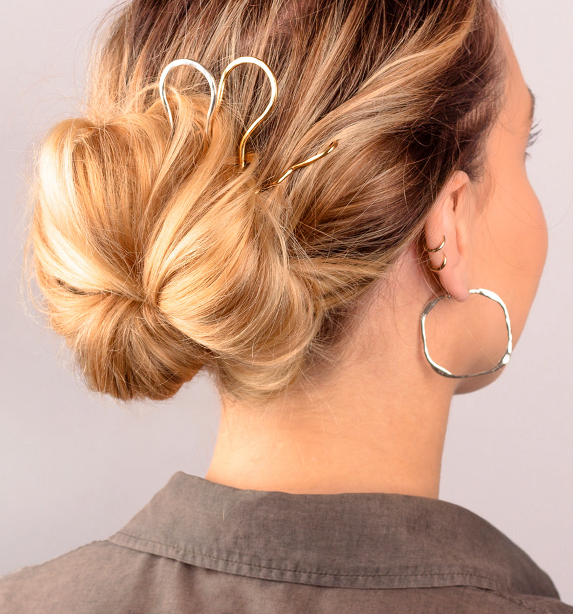 All Day Hair Pin in Silver- Large - FINAL SALE