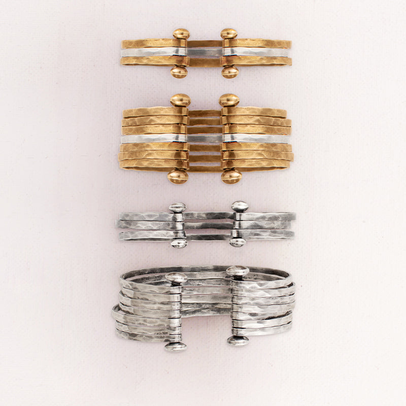 Stacked Strands Cuff - Silver - 3 Strands