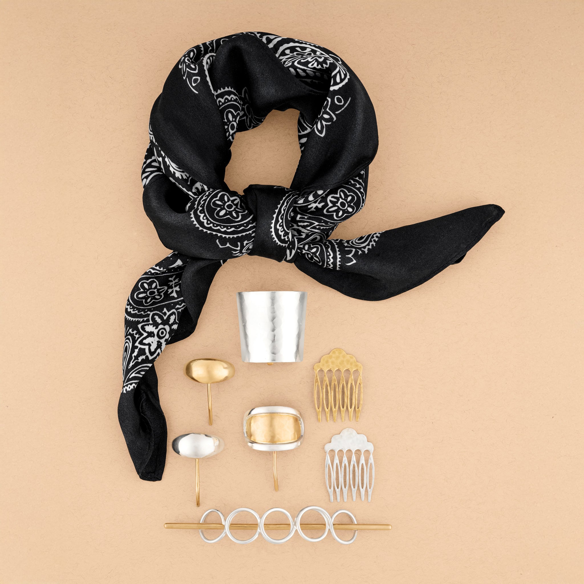 Silk Paisley Bandana in Black