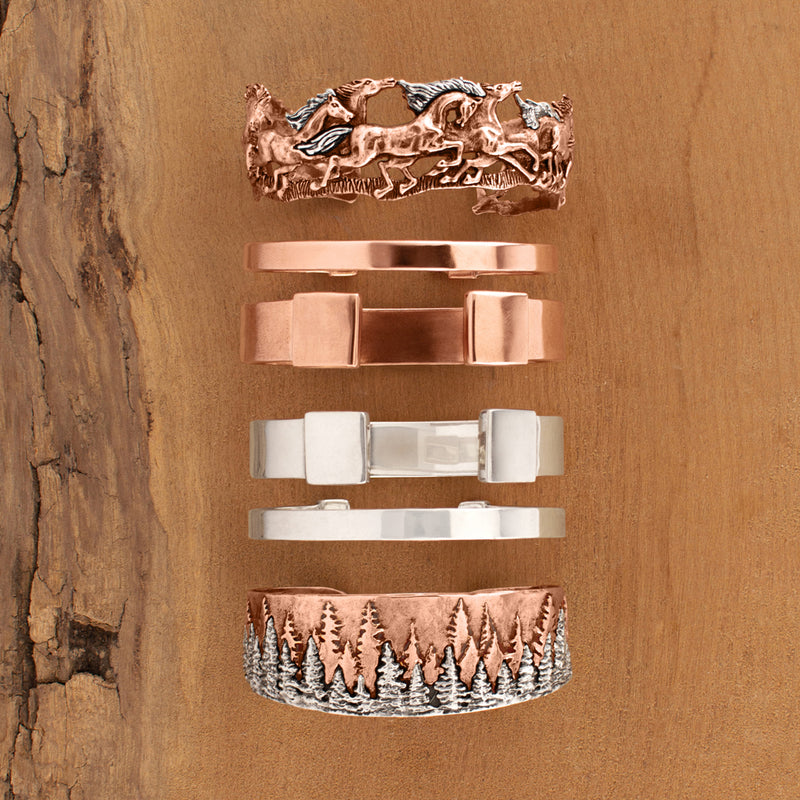 Treeline Cuff - Narrow in Copper with Silver Accents