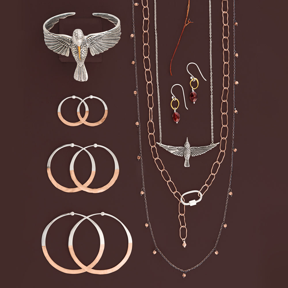 Carabiner Necklace - Rose Gold Plated Chain & Silver Carabiner -FINAL SALE