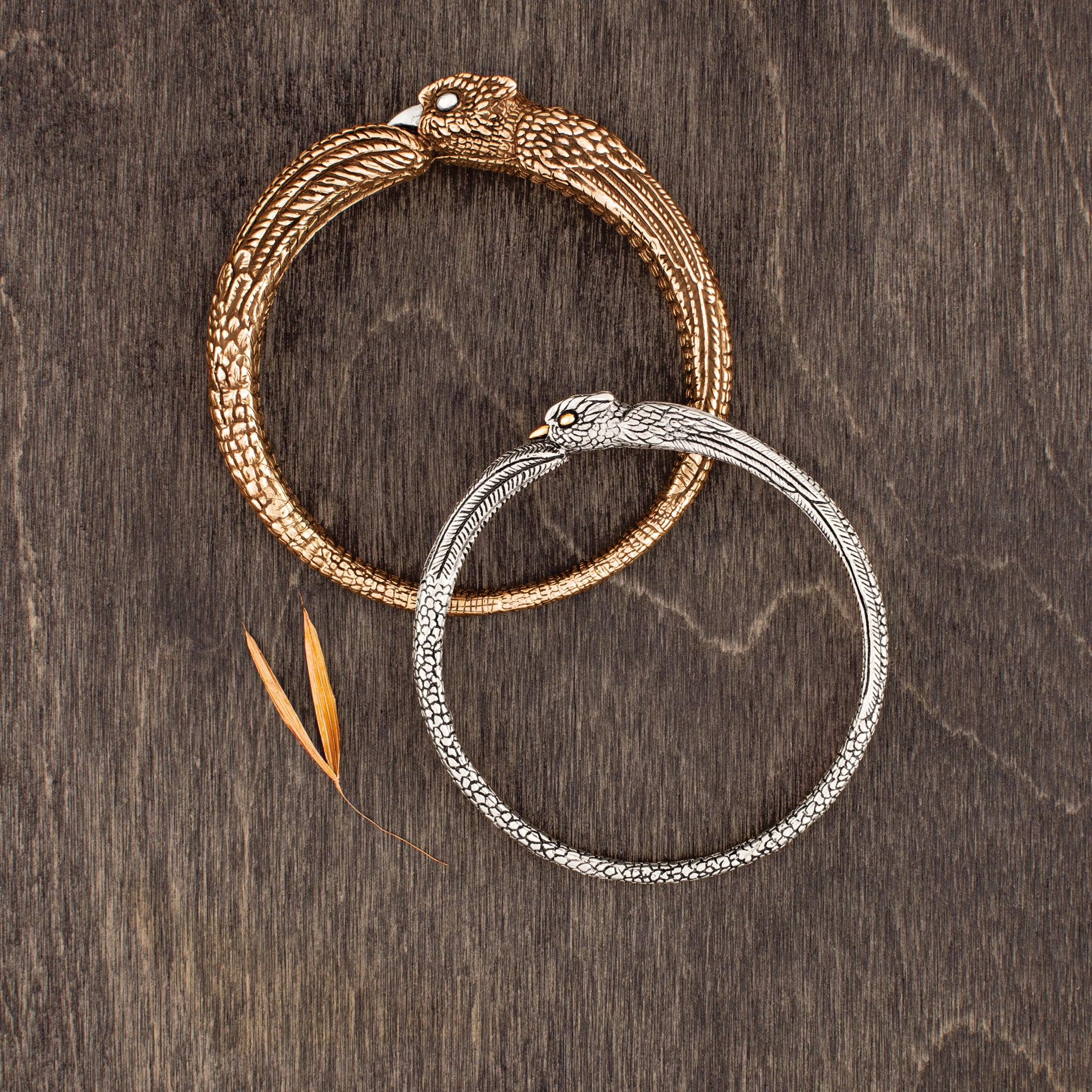 Barn Owl Bangle in Bronze with Silver Accents