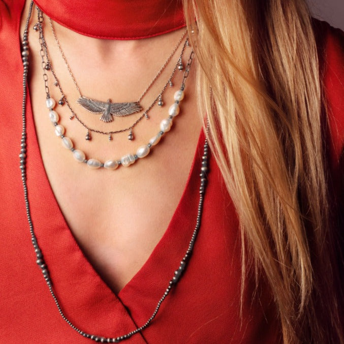 Happy Hawk Necklace in Silver