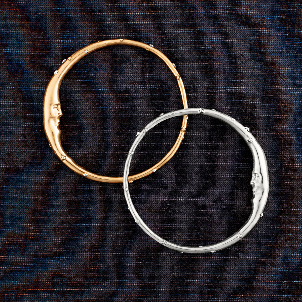 Man in the Moon Bangle in All Silver