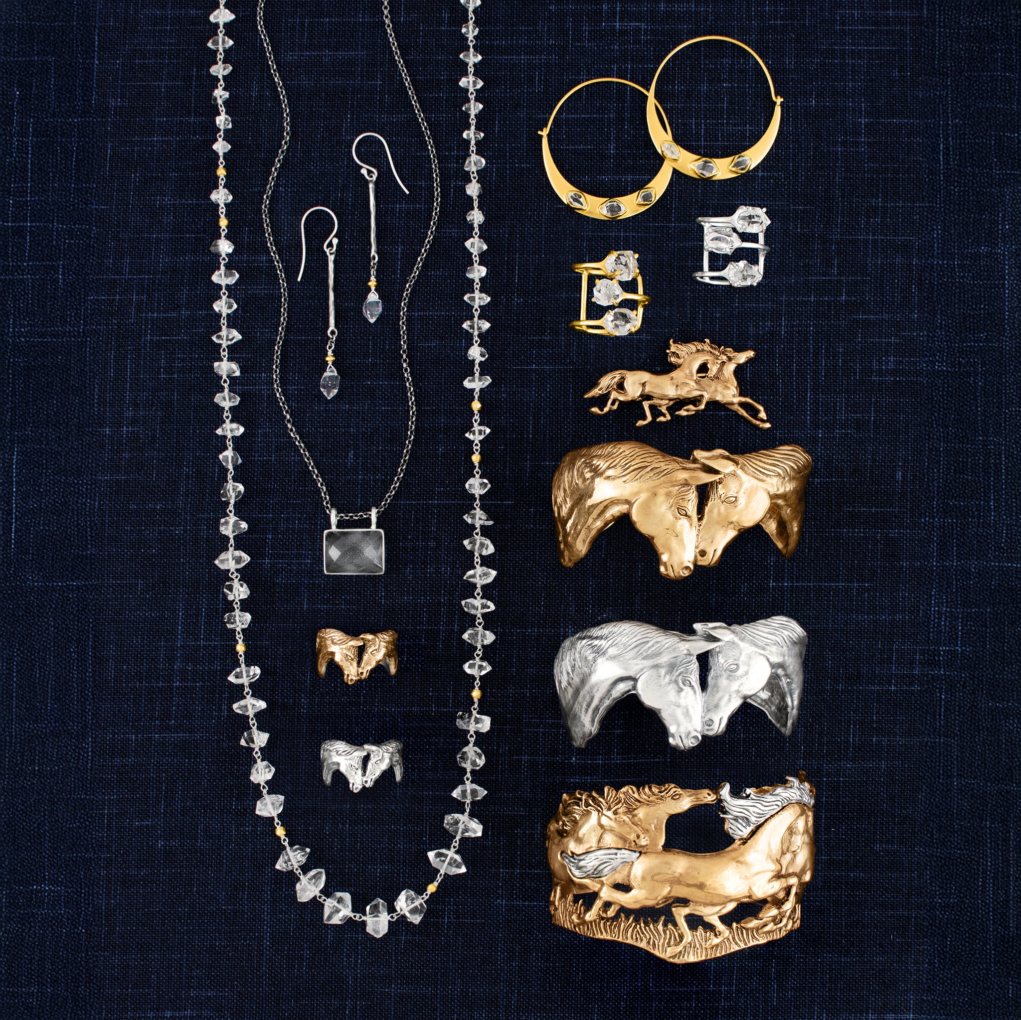 Herkimer Trio Cage Ring in Gold | Available to Ship September 10, 2026