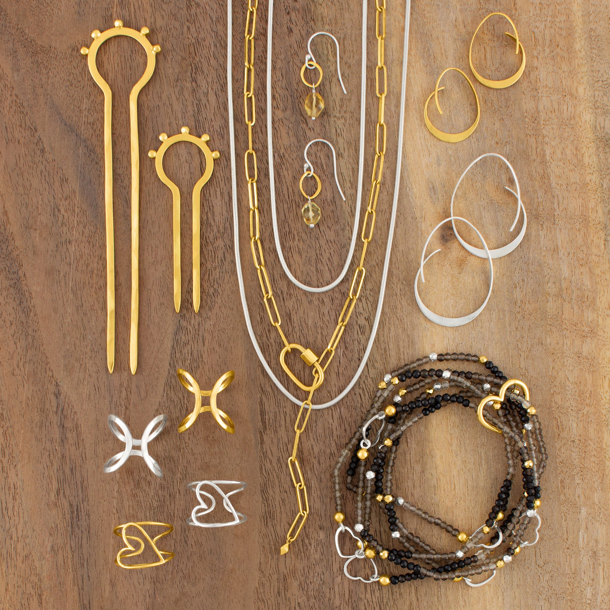 Abstract Arc Hoops in Gold - 1" L | Available to Ship January 15, 2025