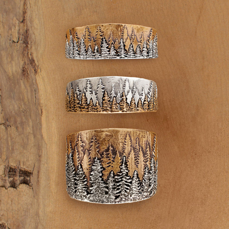 Treeline Cuff in Silver with Bronze - Narrow