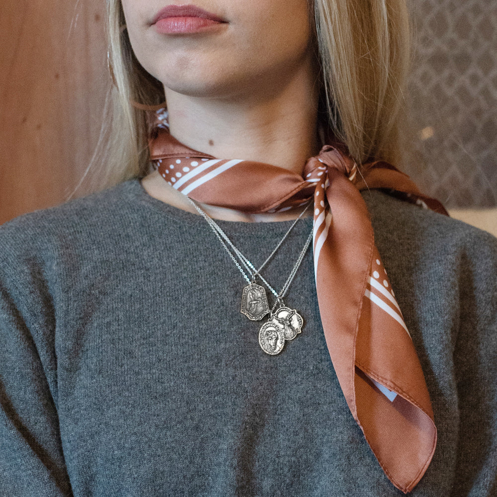 Nature Saint Necklace in Sterling Silver - Hawk: Strength | Grace | Freedom | Available to Ship August 7, 2026