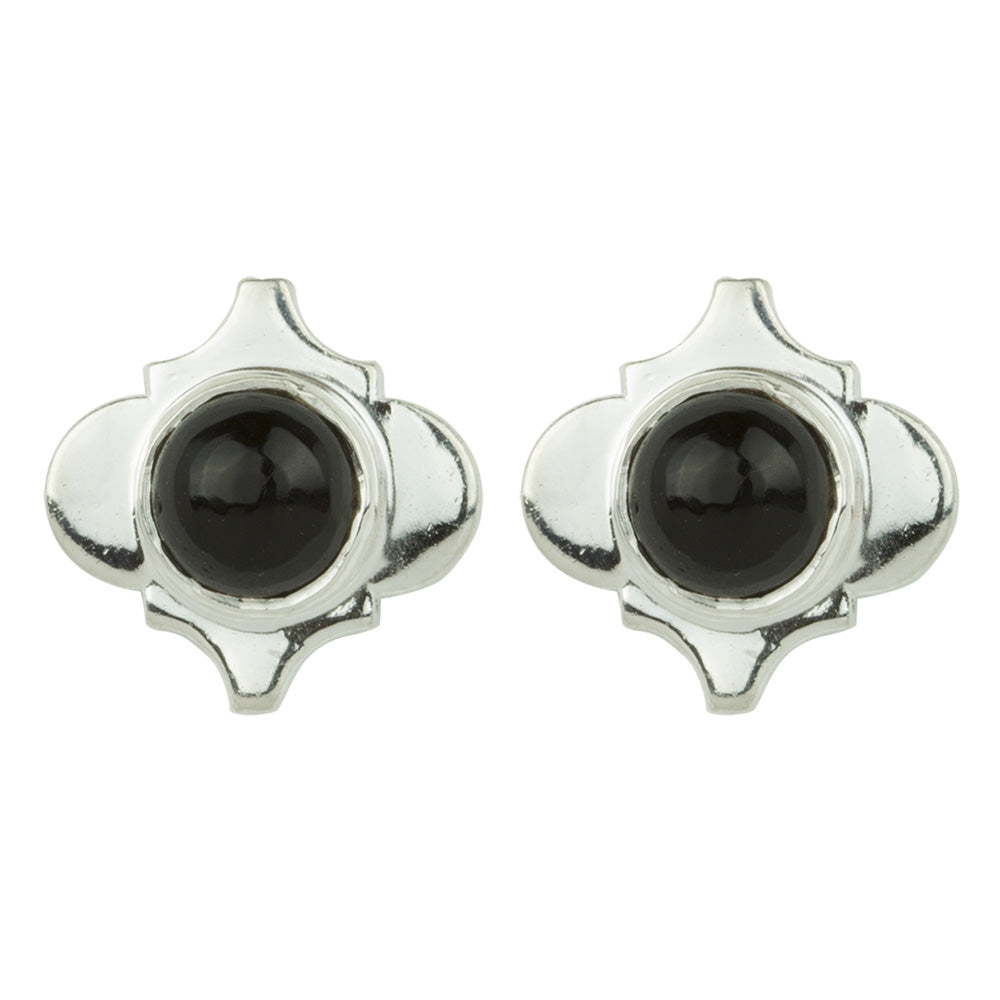 Black Onyx and Silver Moroccan Trellis Post | FINAL SALE