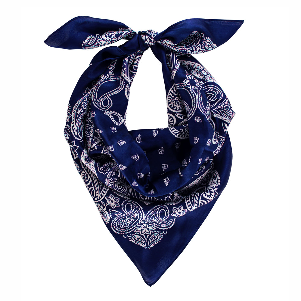 Silk Paisley Bandana in Navy