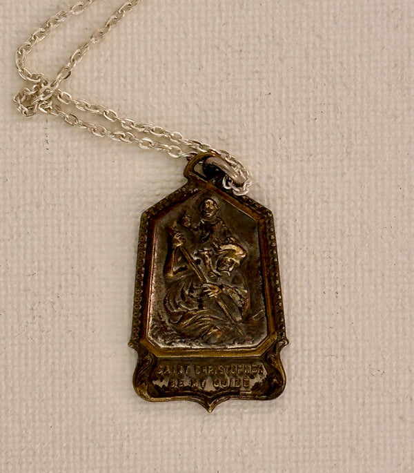 Vintage Saint Christopher Medal Necklace V48