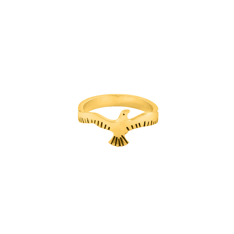 Modern Peyote Bird Ring in Gold