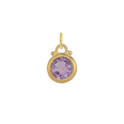 February --  Amethyst Birthstone Charm in Gold