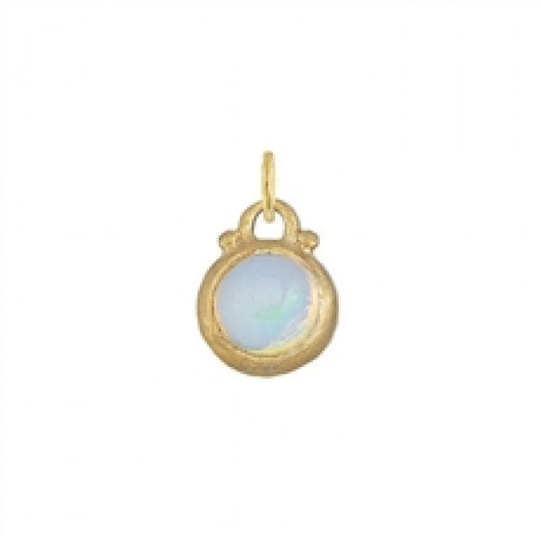 October -- Opalesque Moonstone Birthstone Charm in Gold - FINAL SALE