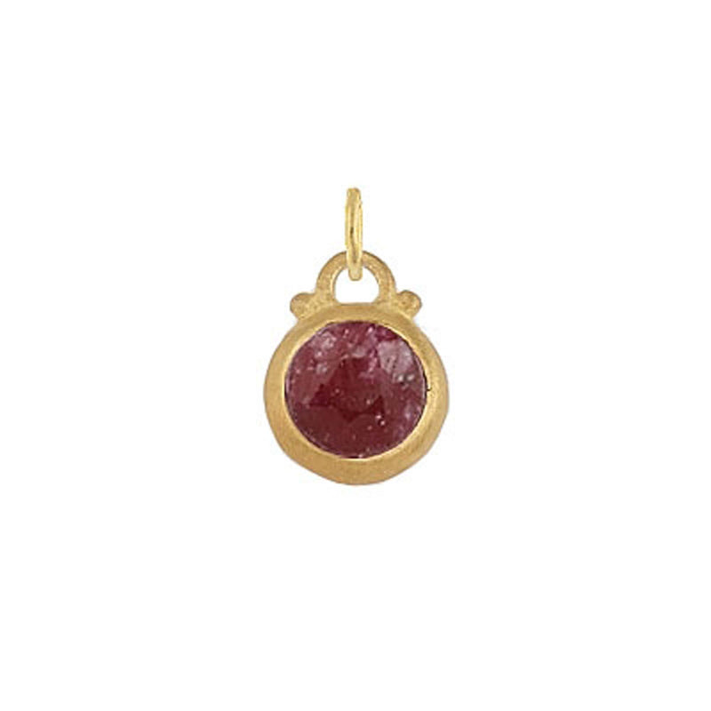 July -- Ruby Birthstone Charm in Gold