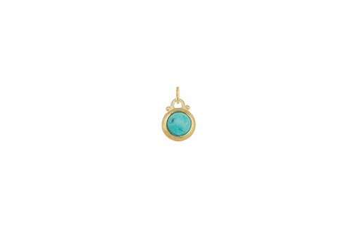 December -- Turquoise Birthstone Charm in Gold