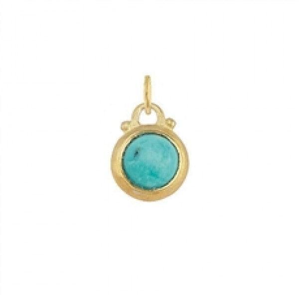 December -- Turquoise Birthstone Charm in Gold - FINAL SALE