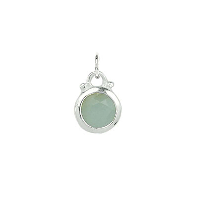 March -- Aqua Chalcedony Birthstone Charm in Silver