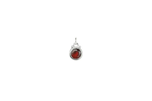 January -- Garnet Birthstone Charm in Silver