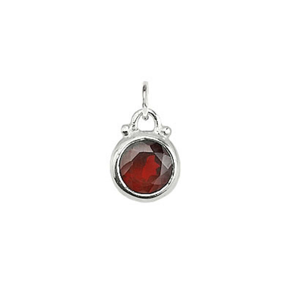 January -- Garnet Birthstone Charm in Silver