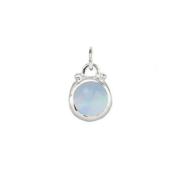 October -- Opalesque Moonstone Birthstone Charm in Silver