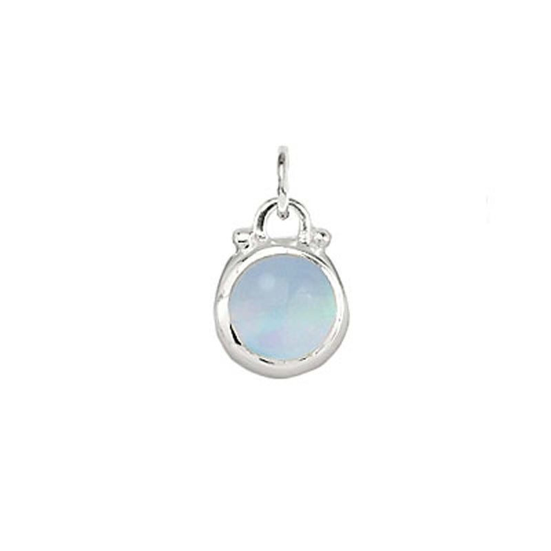 October -- Opalesque Moonstone Birthstone Charm in Silver